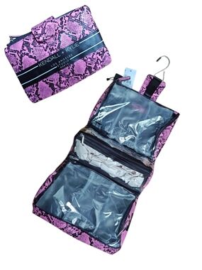 KENDALL + KYLIE Pink Snake Print Bath Hanging Toiletry Bag Makeup Organizer NWT